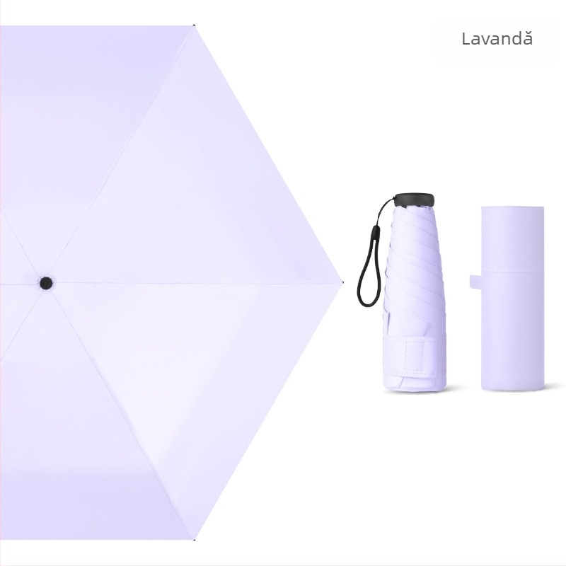 Umbrelă de soare mini ultraușoară, cu cinci secțiuni, protecție UV, dimensiune de buzunar, personalizare logo
