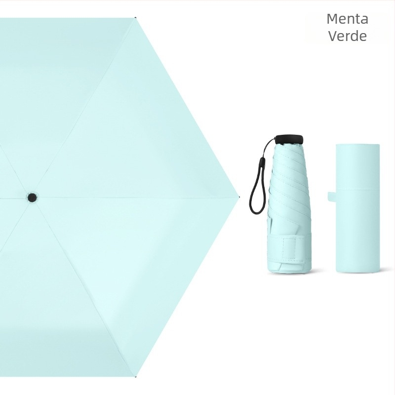 Umbrelă de soare mini ultraușoară, cu cinci secțiuni, protecție UV, dimensiune de buzunar, personalizare logo