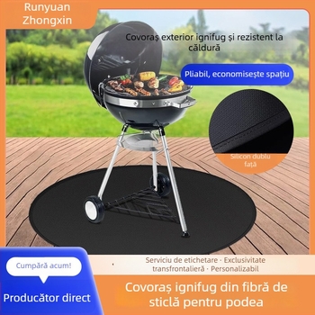 Covoraș pentru grătar, rezistent la temperaturi înalte, pentru exterior – protecție a pardoselii pentru terasă, punte și gazon, cu proprietăți ignifuge