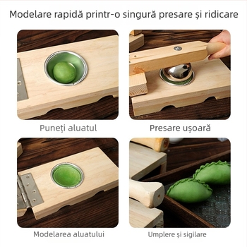 Formă din lemn pentru presarea foilor de găluște – pentru găluțe chinezești verzi și foi de aluat – unealtă de bucătărie lucrată manual