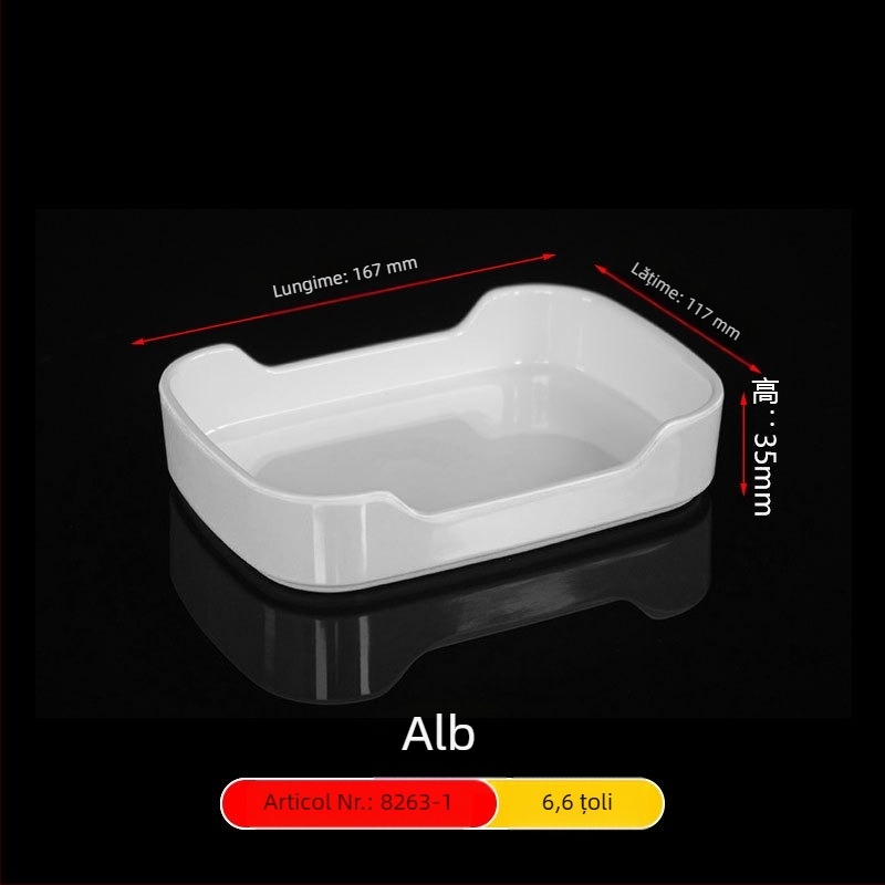 Farfurii pătrate din melamină, dimensiuni 15–19 cm, stil modern minimalist, decor sub glazură, destinate restaurantelor și hotelurilor, imprimare logo și personalizare disponibile