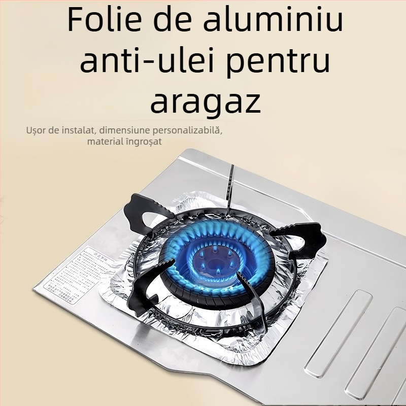 Tavă din folie de aluminiu pentru aragazul cu gaz – antiulei, rotundă sau pătrată, pentru curățarea bucătăriei