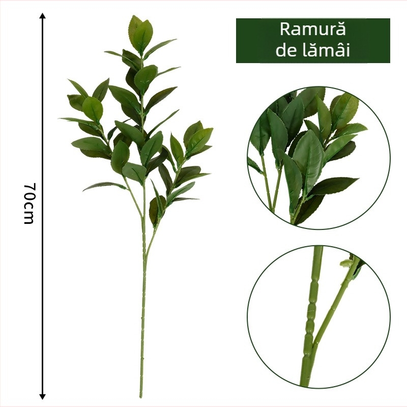 Ramură de lămâie artificială cu fructe – plantă decorativă pentru casă, sufragerie și dormitor, ornament de podea