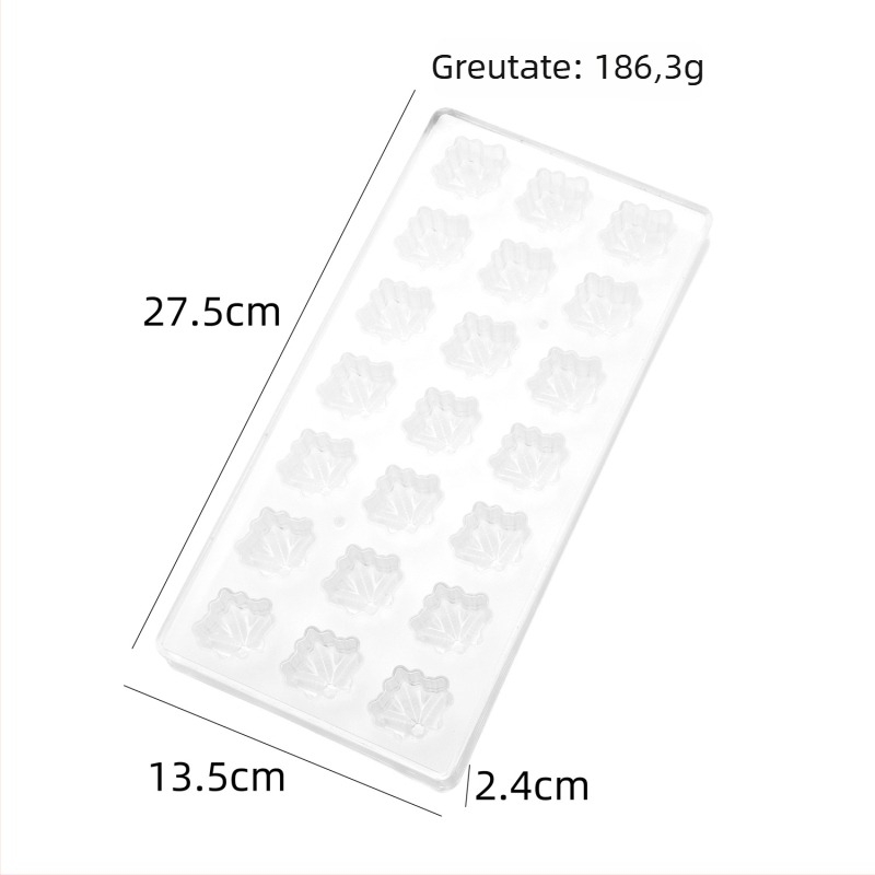 Forme din plastic pentru ciocolată pentru coacere — frunză de arțar, inimă, picătură, formă de ou de pasăre, cilindru, model spiral, diamant, semisferă, pătrat, krizantemă