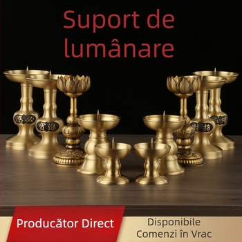 Pereche de candelabre din alamă, cu motiv dragon și fenix, pentru altarul casnic