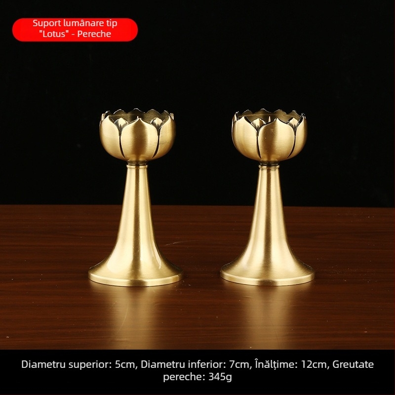 Pereche de candelabre din alamă, cu motiv dragon și fenix, pentru altarul casnic