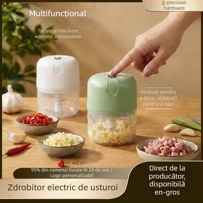 Presă electrică pentru usturoi, instrument de bucătărie multifuncțional pentru pastă de usturoi și ingrediente uscate, mic procesor de alimente și râșniță de carne