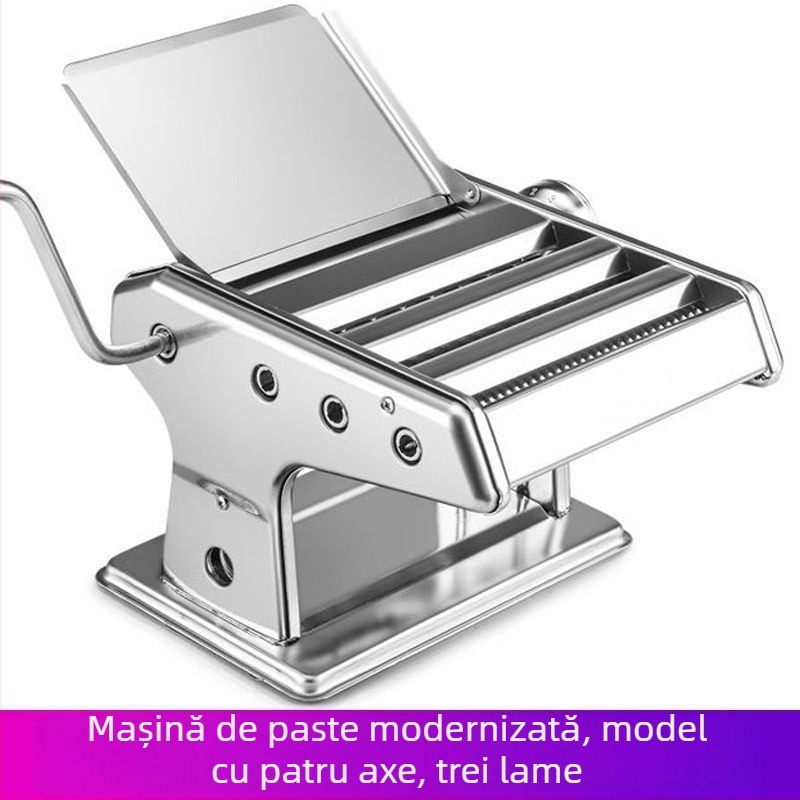 Mașină manuală din oțel inoxidabil pentru întins aluat și tăierea tăițeilor cu două lame, pentru foi de găluște și wonton