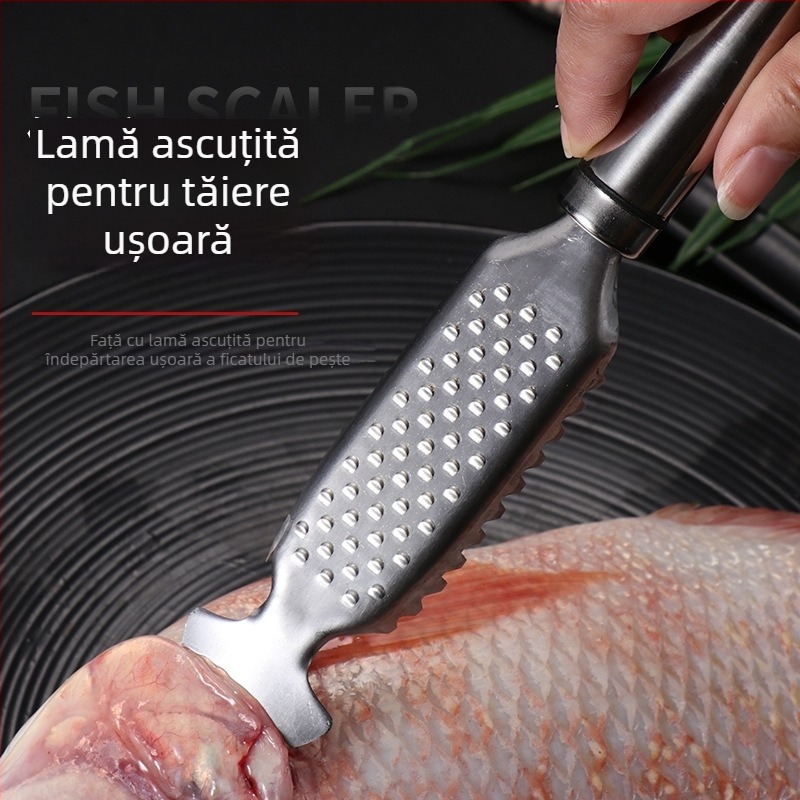 Dispozitiv multifuncțional din oțel inoxidabil pentru ghimbir, răzuitor de solzi de pește, presă de usturoi și pastă de usturoi, pregătire pentru hrana bebelușilor
