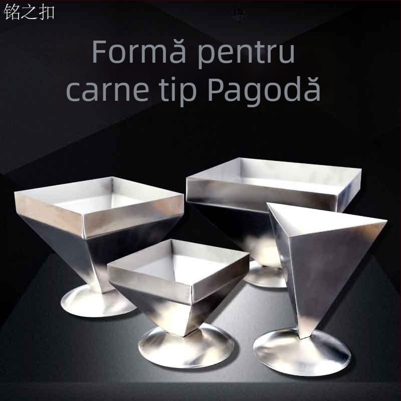 Șablon din oțel inoxidabil în formă de pagodă pentru carne – dispozitiv creativ pentru piramidă de carne în mai multe straturi și instrument de modelare a preparatelor