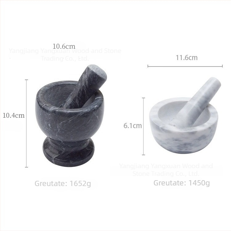 Mojar de usturoi din marmură cu pistil – ustensilă de bucătărie manuală