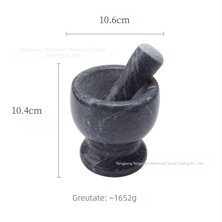 Mojar de usturoi din marmură cu pistil – ustensilă de bucătărie manuală