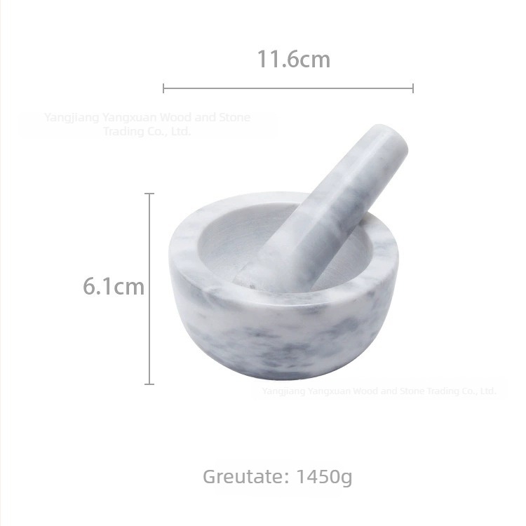 Mojar de usturoi din marmură cu pistil – ustensilă de bucătărie manuală