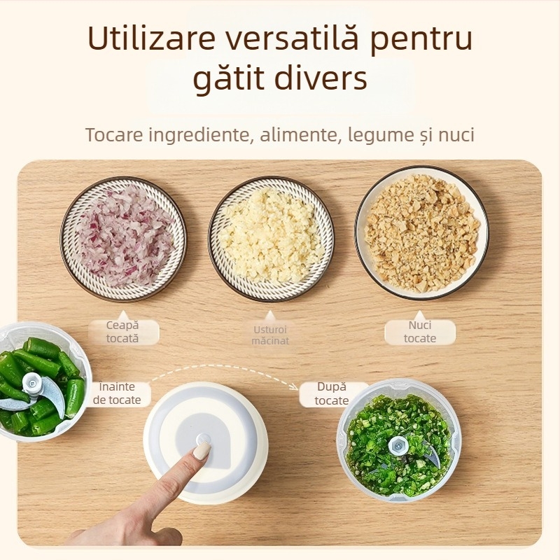 Presa de usturoi electrică, mini, fără fir, aparat compact pentru usturoi, multifuncțional