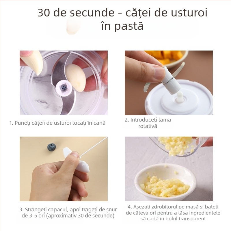 Presa manuală de usturoi și curățător de usturoi — unealtă de bucătărie multifuncțională pentru usturoi, ghimbir și ardei iute