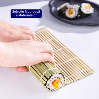 Covoraș de sushi din bambus pentru bucătăria de acasă — instrument antiaderent pentru rularea cu nori și orez