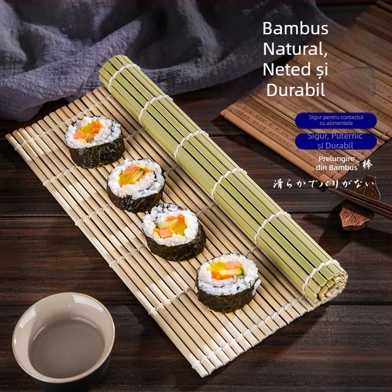 Covoraș de sushi din bambus pentru bucătăria de acasă — instrument antiaderent pentru rularea cu nori și orez