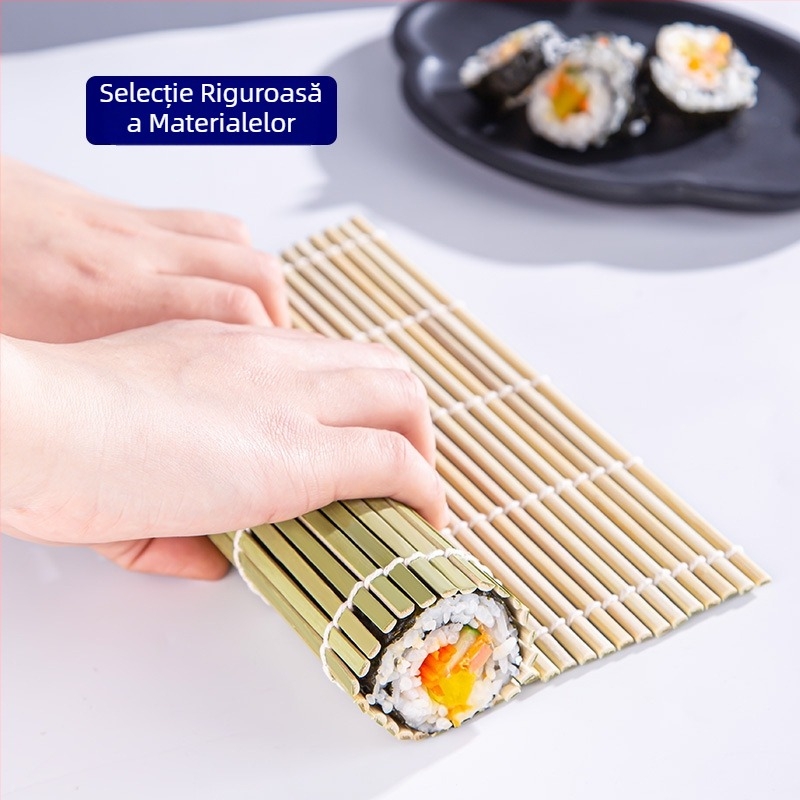 Covoraș de sushi din bambus pentru bucătăria de acasă — instrument antiaderent pentru rularea cu nori și orez