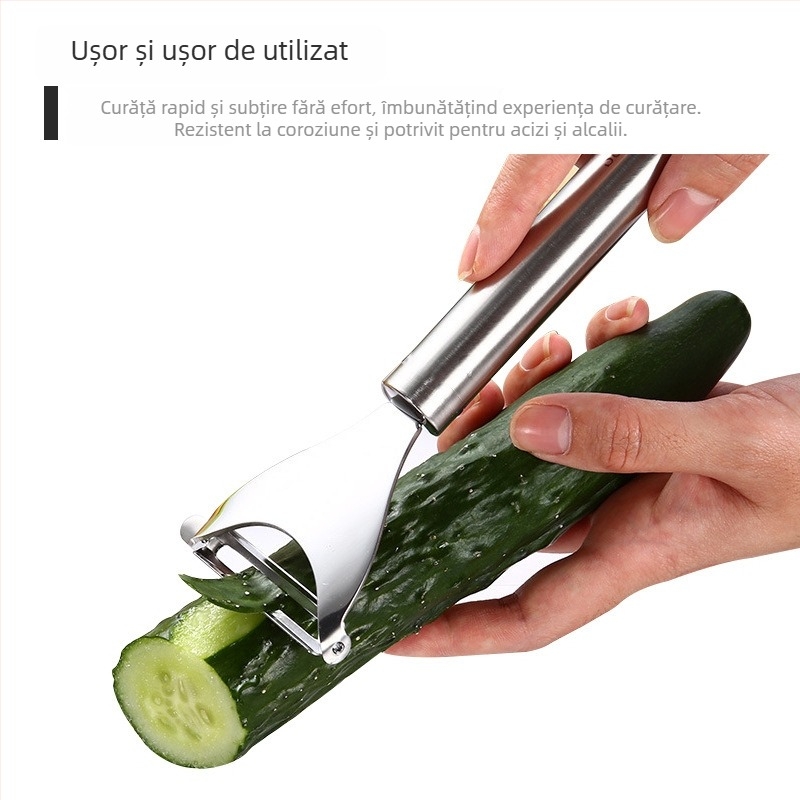 Peeler din oțel inoxidabil cu lamă curbată, cuțit pentru fructe și tăietor de fructe manual, deschizător de sticle
