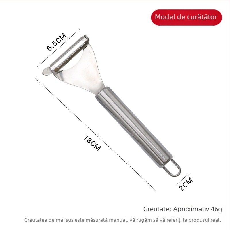 Peeler din oțel inoxidabil cu lamă curbată, cuțit pentru fructe și tăietor de fructe manual, deschizător de sticle