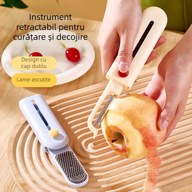 Decojitor telescopic și tăietor de fructe, instrument portabil 2 în 1