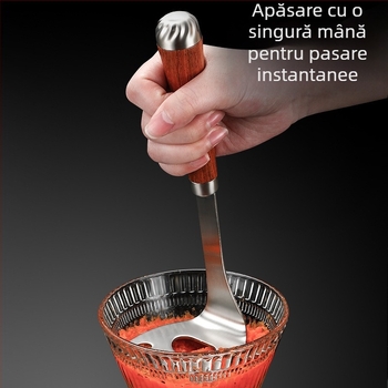 Presă de cartofi din oțel inoxidabil, mâner rosewood, în formă de labă de pisică — aparat manual pentru piureuri destinate bebelușilor