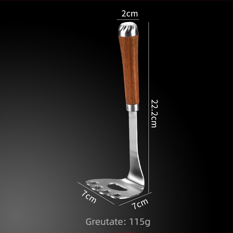 Presă de cartofi din oțel inoxidabil, mâner rosewood, în formă de labă de pisică — aparat manual pentru piureuri destinate bebelușilor
