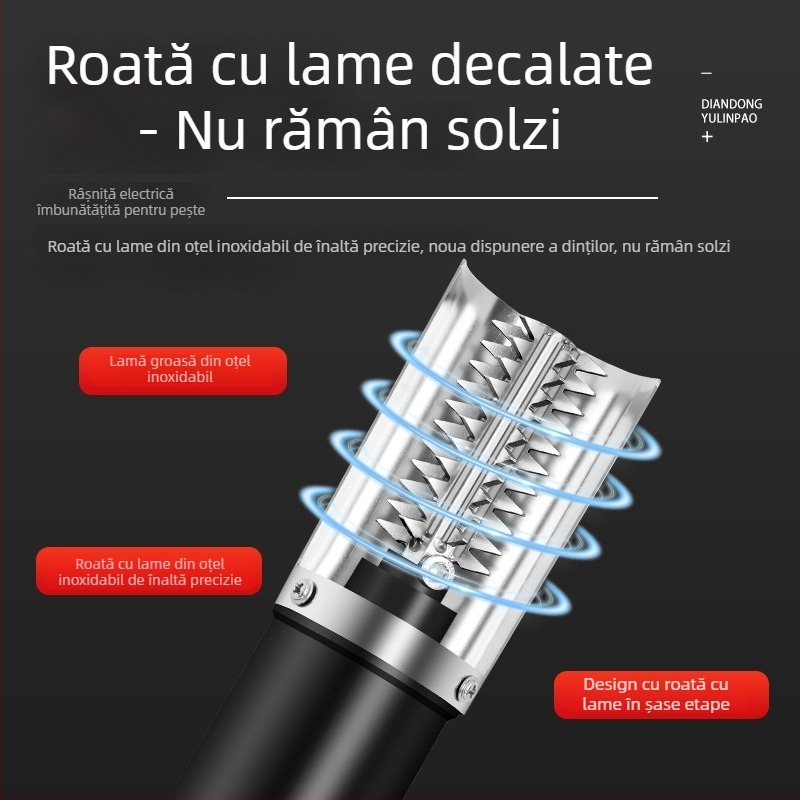 Îndepărtător electric de solzi de pește, cu cablu și carcasă etanșă, pentru uz casnic și comercial, îndepărtare automată a solzilor, din oțel inoxidabil 304