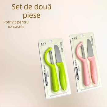 Set din 2 piese: cuțit pentru fructe și decojit, oțel inox, ustensile de bucătărie portabile