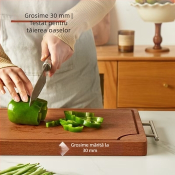 Tocător dublu din lemn de ebonie pentru bucătărie – tocător din lemn masiv pentru carne și fructe