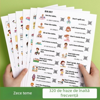 Set de stickere în limba engleză pentru scene familiale, conversații zilnice și vocabular pentru elevi din învățământul primar