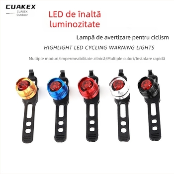 Lumină spate LED pentru bicicletă din aliaj de aluminiu, luminozitate înaltă, culoare rubiniu roșu – lampă de avertizare pentru siguranță