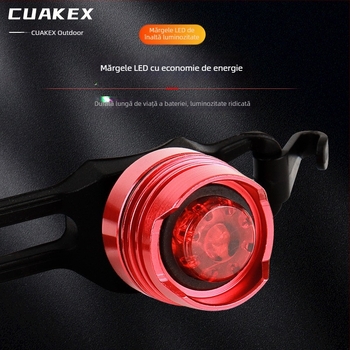 Lumină spate LED pentru bicicletă din aliaj de aluminiu, luminozitate înaltă, culoare rubiniu roșu – lampă de avertizare pentru siguranță