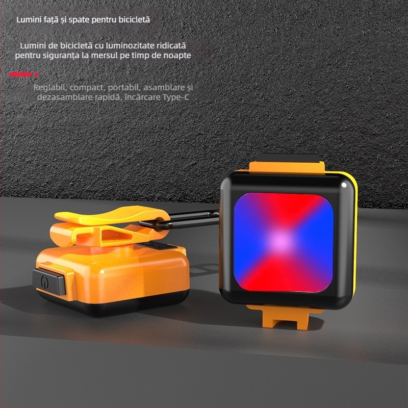 Lumini LED pentru bicicletă (față și spate) cu avertizare de siguranță, lanternă de urgență portabilă, reîncărcabilă pentru exterior