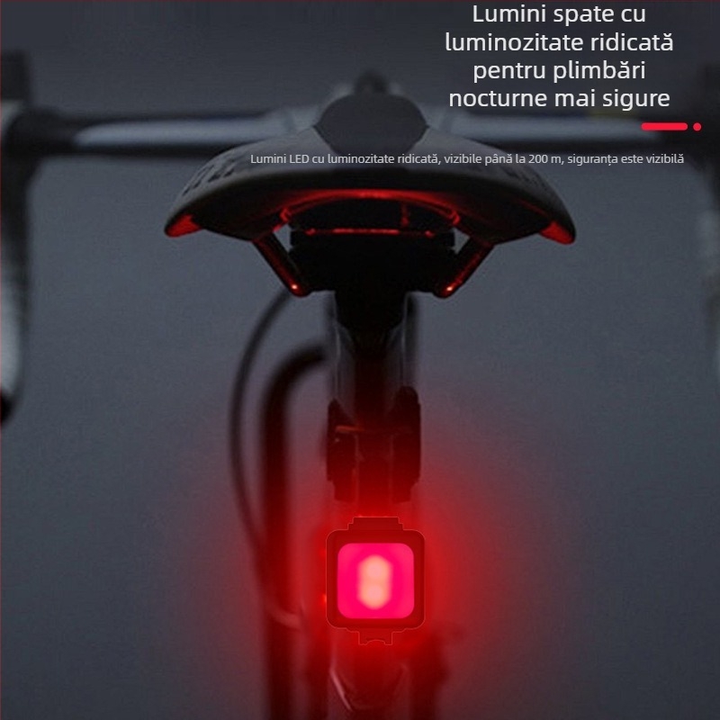 Lumini LED pentru bicicletă (față și spate) cu avertizare de siguranță, lanternă de urgență portabilă, reîncărcabilă pentru exterior
