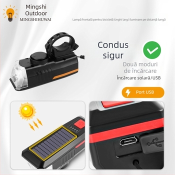 Lumină frontală pentru bicicletă de munte, încărcare USB, LED rezistent la apă, pentru plimbări nocturne