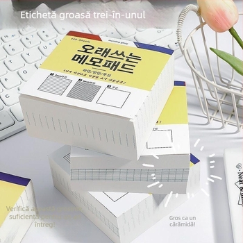 Tre în unu: caiet elegant pentru elevi, foi detașabile fără adeziv, bloc de hârtie ultra gros în formă de cărămidă, ediție coreeană