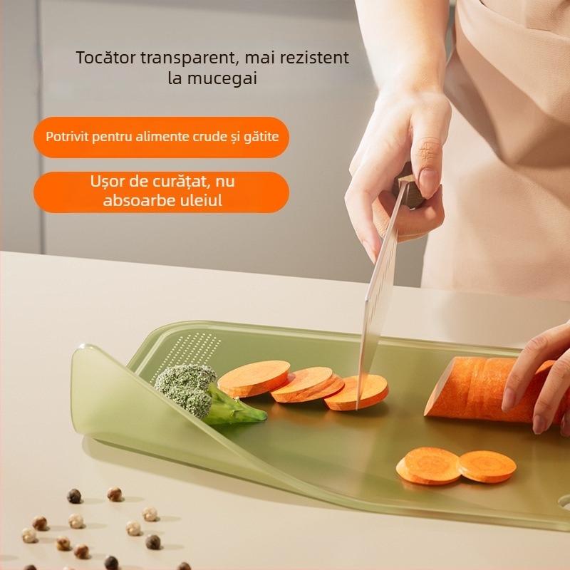 Tocător din plastic, creativ, rezistent la grăsimi, cu depozitare verticală, rezistent la umezeală și mucegai, ușor de curățat.