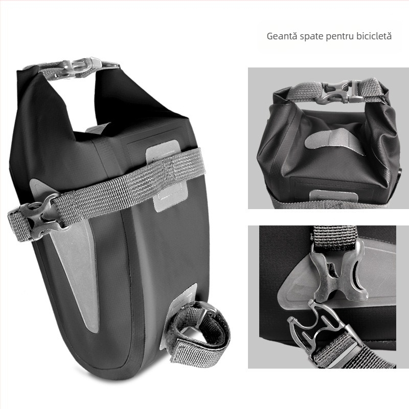 Geantă pentru bicicletă din PVC, 4L, impermeabilă, rezistentă la abraziune, cu elemente reflectorizante