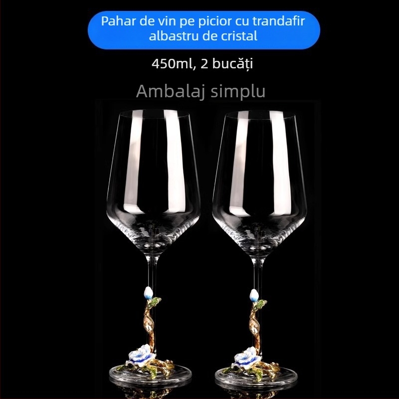 Set creativ de pahare vin roșu emailate, decantor, pahare din cristal pentru uz casnic, pahare înalte de vin, cadou de nuntă