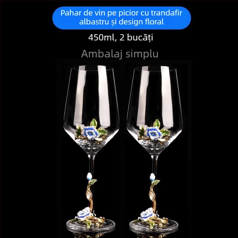 Set creativ de pahare vin roșu emailate, decantor, pahare din cristal pentru uz casnic, pahare înalte de vin, cadou de nuntă