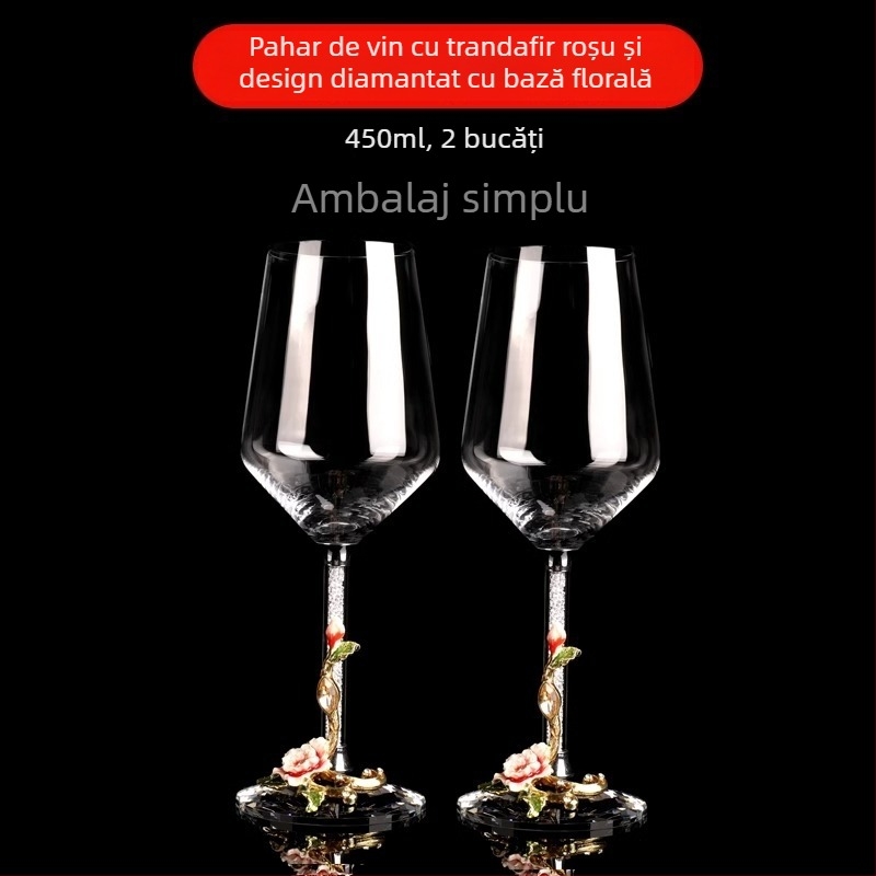 Set creativ de pahare vin roșu emailate, decantor, pahare din cristal pentru uz casnic, pahare înalte de vin, cadou de nuntă