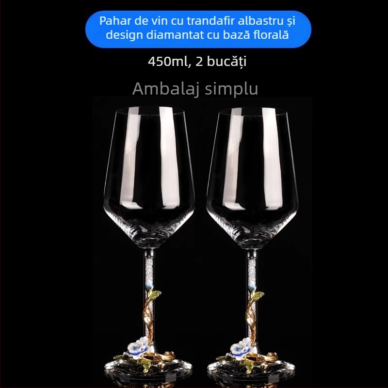 Set creativ de pahare vin roșu emailate, decantor, pahare din cristal pentru uz casnic, pahare înalte de vin, cadou de nuntă