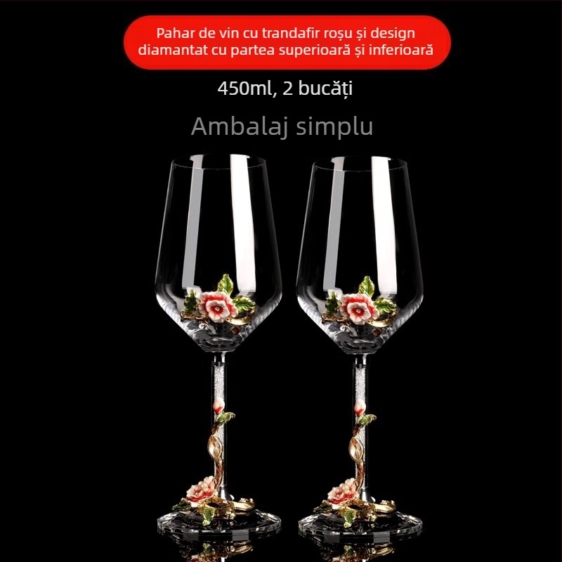 Set creativ de pahare vin roșu emailate, decantor, pahare din cristal pentru uz casnic, pahare înalte de vin, cadou de nuntă
