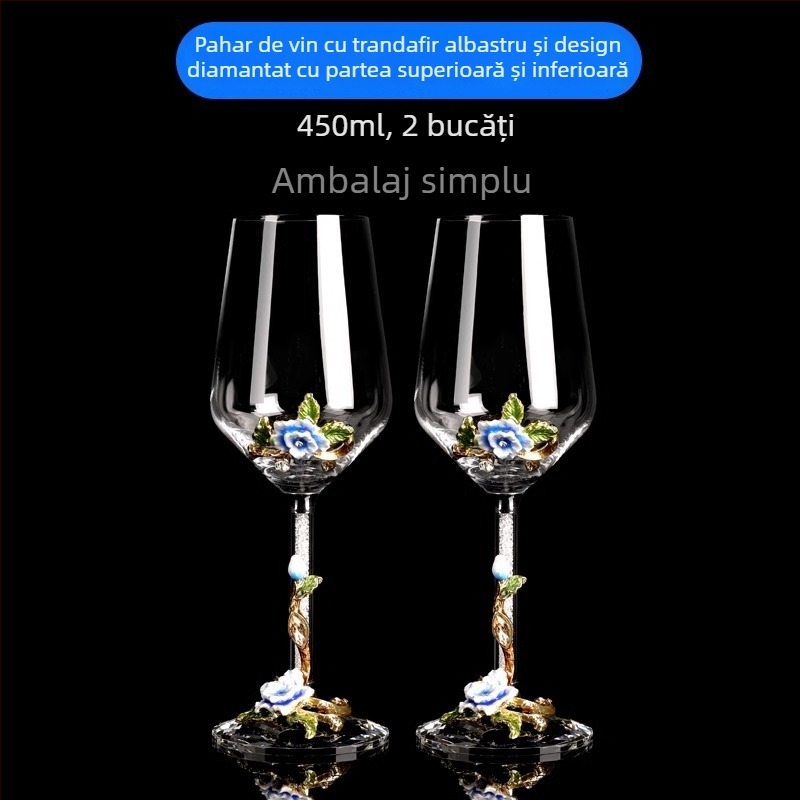 Set creativ de pahare vin roșu emailate, decantor, pahare din cristal pentru uz casnic, pahare înalte de vin, cadou de nuntă