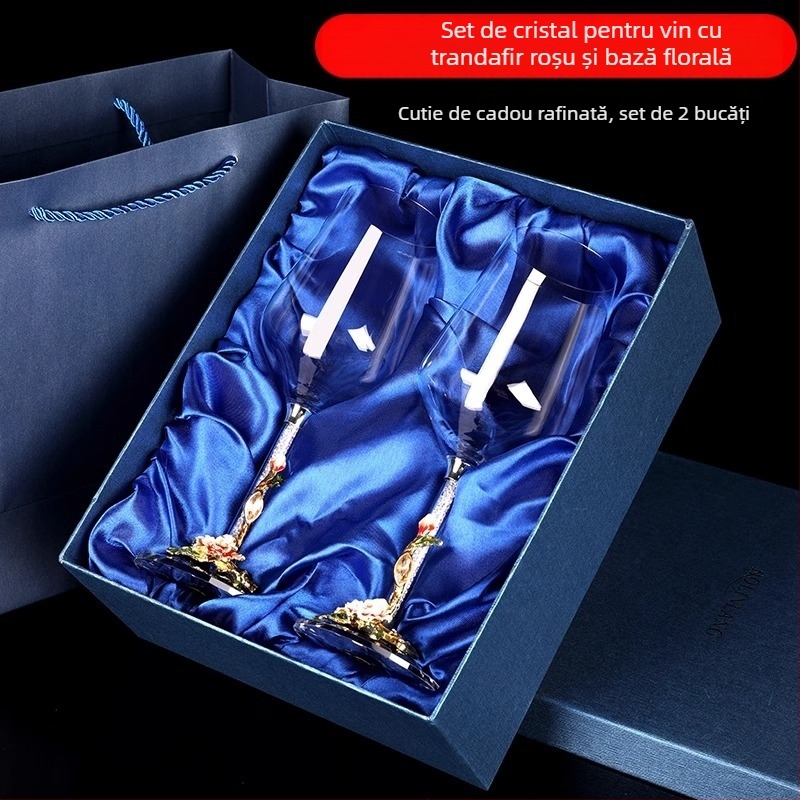 Set creativ de pahare vin roșu emailate, decantor, pahare din cristal pentru uz casnic, pahare înalte de vin, cadou de nuntă