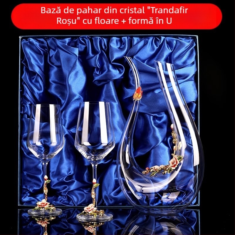 Set creativ de pahare vin roșu emailate, decantor, pahare din cristal pentru uz casnic, pahare înalte de vin, cadou de nuntă