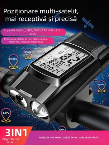 Lumină frontală pentru bicicletă de munte, computer de bicicletă wireless 3 în 1, lumină de avertizare sonoră, iluminare pentru noapte pentru bicicletă de drum