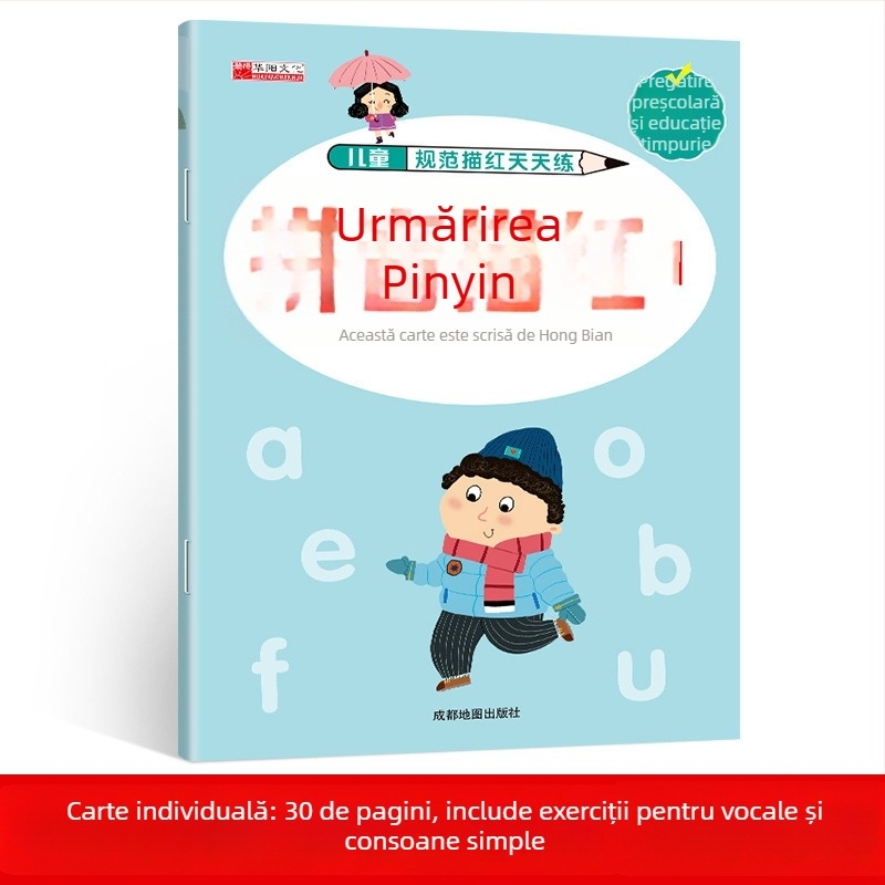 Carte de scriere pentru copii 3–8 ani: trasare cu roșu a numerelor – pregătire pentru grădiniță