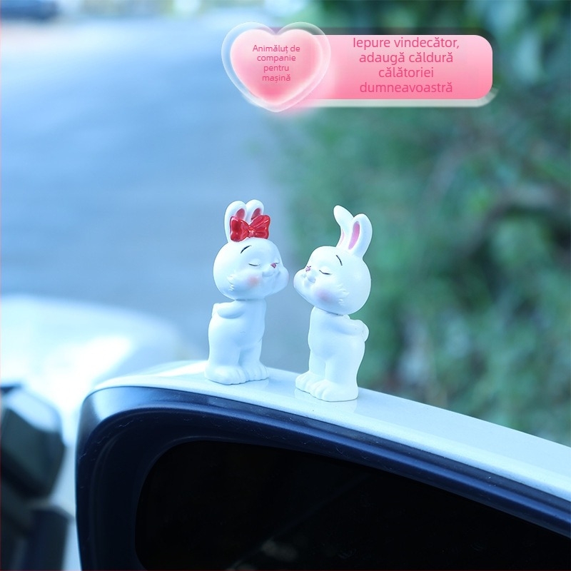 Decorațiune pentru interiorul mașinii, ornament pentru consola centrală, iepuraș drăguț pentru mașină, decorațiuni pentru vehicule electrice